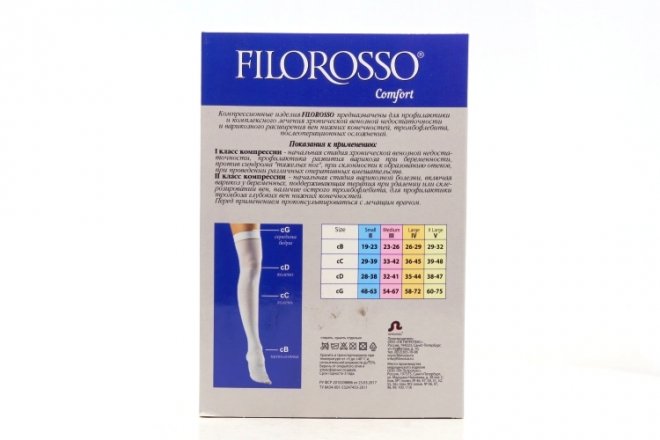 Чулки FILOROSSO компрессионные госпитальные с кружевной резинкой 50 den ...