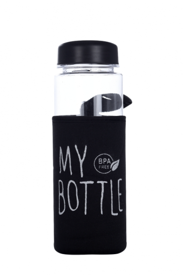 Бутылка для воды My Bottle с чехлом мл прозрачно/черная 