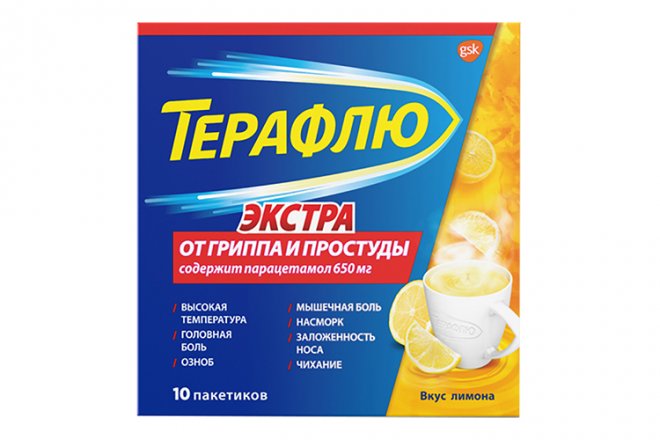 ТераФлю от гриппа и простуды Экстра, 10 шт, порошок для приготовления ...