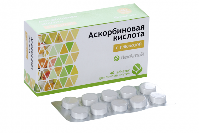 Аскорбиновая кислота с глюкозой, 1 г, 40 шт, таблетки – купить по цене ...