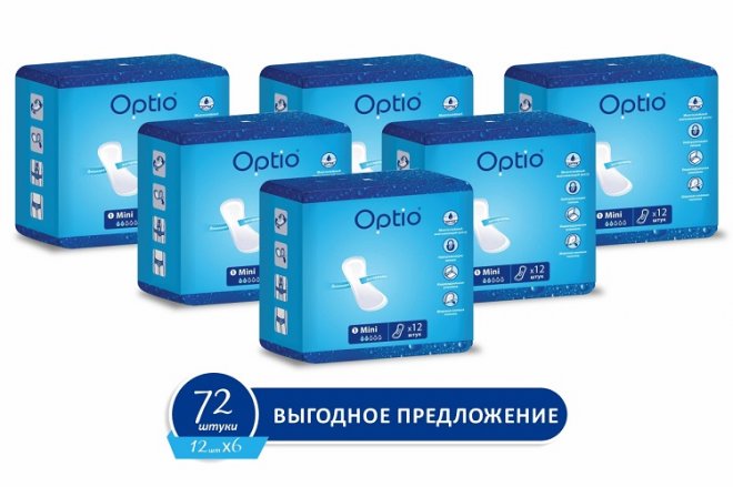 Прокладки Оптио однораз Мини, 72 шт, (12х6) – купить по цене 534 руб. в ...
