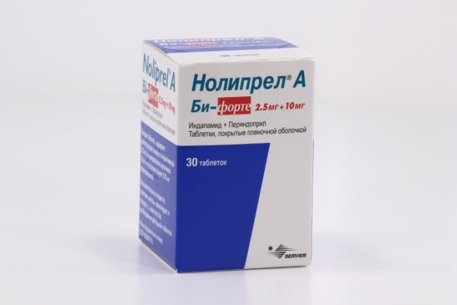 Нолипрел А Би-форте 10 мг+2.5 мг, 30 шт, таблетки покрытые пленочной .