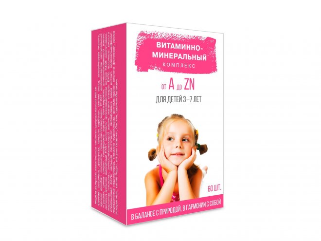 Витаминно-Минеральный компл от А до Цинка д/детей 3-7 лет, 60 шт ...