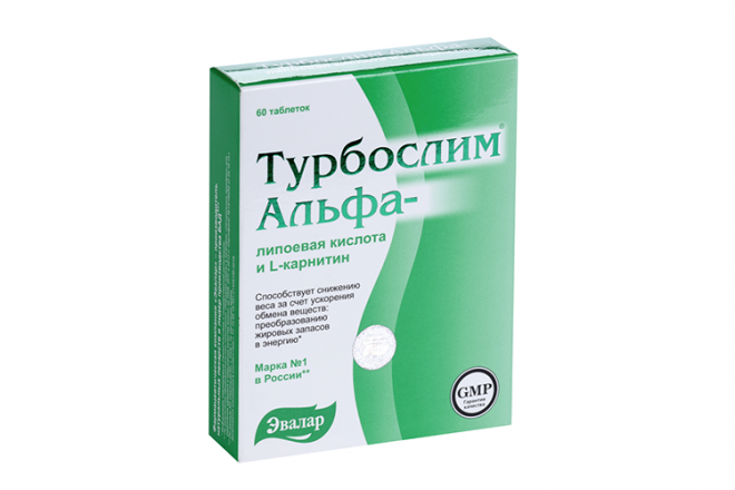 Турбослим Альфа-липоевая кислота и L-карнитин, 0,55 г, 60 шт, таблетки ...