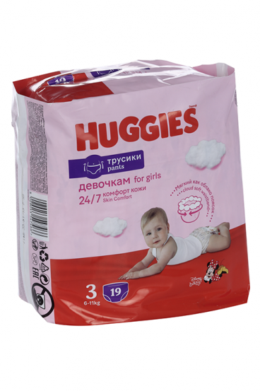 Подгузники-трусики Хаггис 3 д/дев (6-11 кг), 19 шт – купить по цене 623  руб. в интернет-аптеке AptekiPlus в Лесосибирске