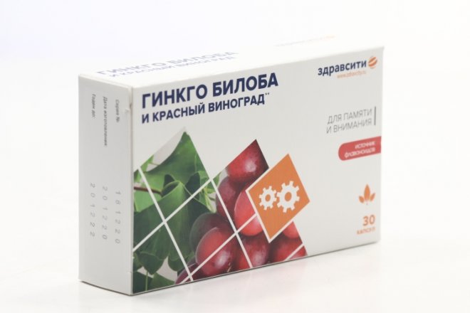 Комплекс Здравсити экстракт красн винограда/гинкго билоба, 30 шт ...