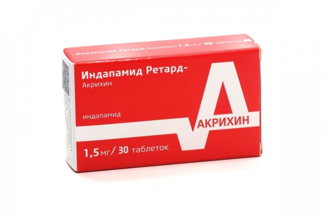 Индапамид Ретард-Акрихин 1.5 мг, 30 шт, таблетки с модифицированным .