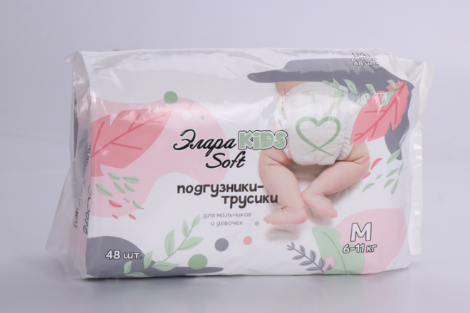 Подгузники-трусики Элара KIDS Soft р M (6-11 кг), 48 шт – купить по цене  779 руб. в интернет-аптеке AptekiPlus в Моршанске