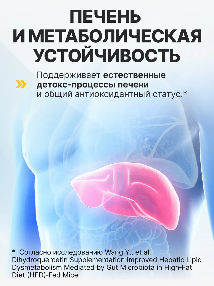 Дигидрокверцетин сибирский 25 mg, антиоксидант для поддержки сердечно-сосудистой системы и легких, 60 капсул, VitaMeal