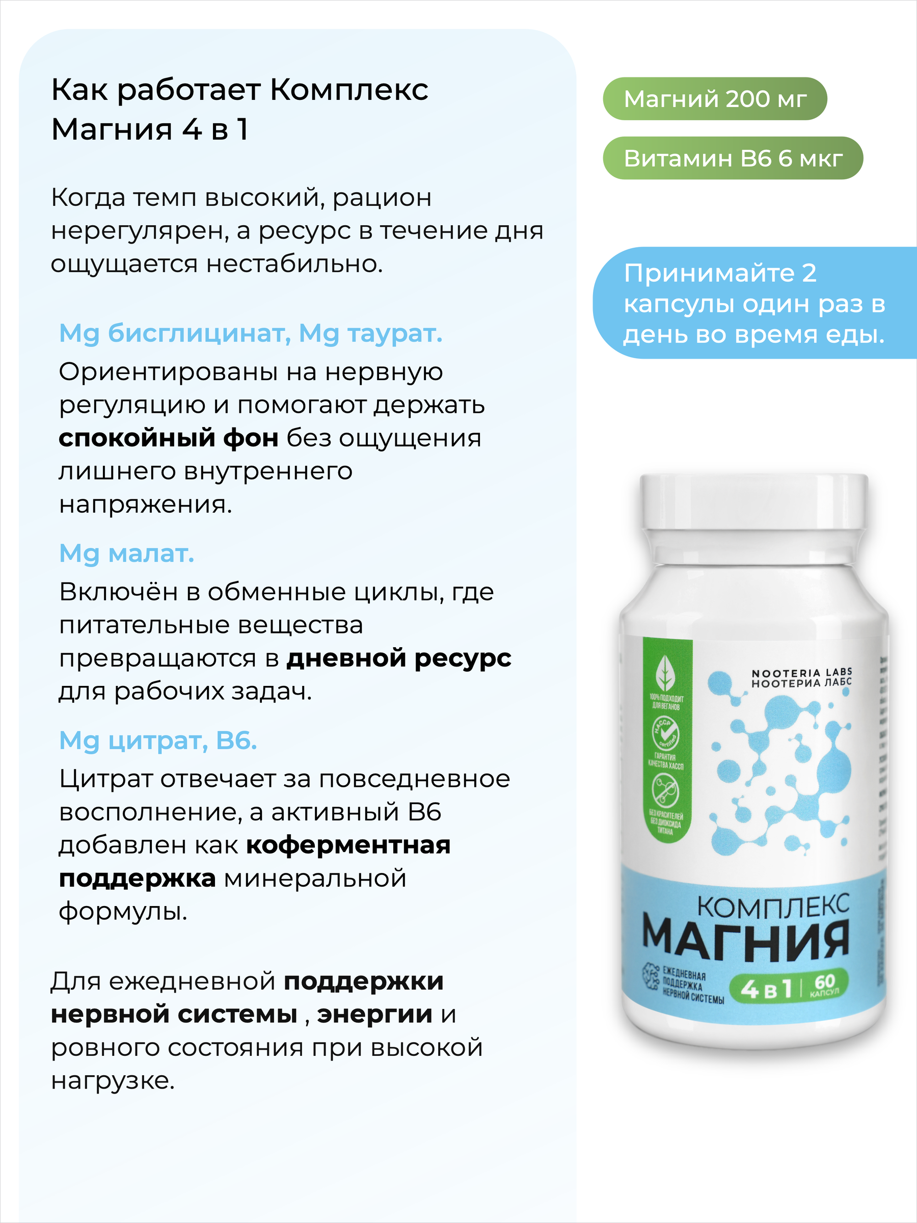 Nooteria Labs Комплекс Магния 4 в 1, капсулы 60 шт