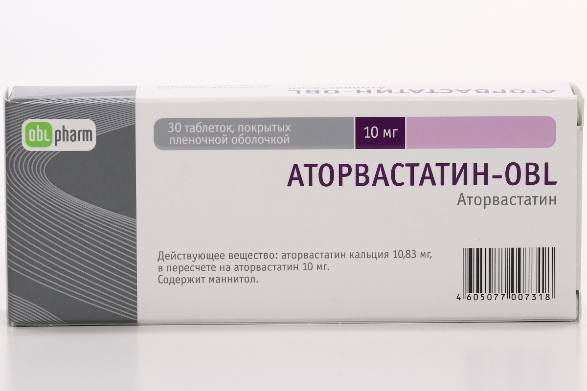 Аторвастатин -OBL 10 мг, 30 шт, таблетки покрытые пленочной оболочкой –  купить по цене 202 руб. в интернет-магазине Аптеки Плюс в Красной Горе