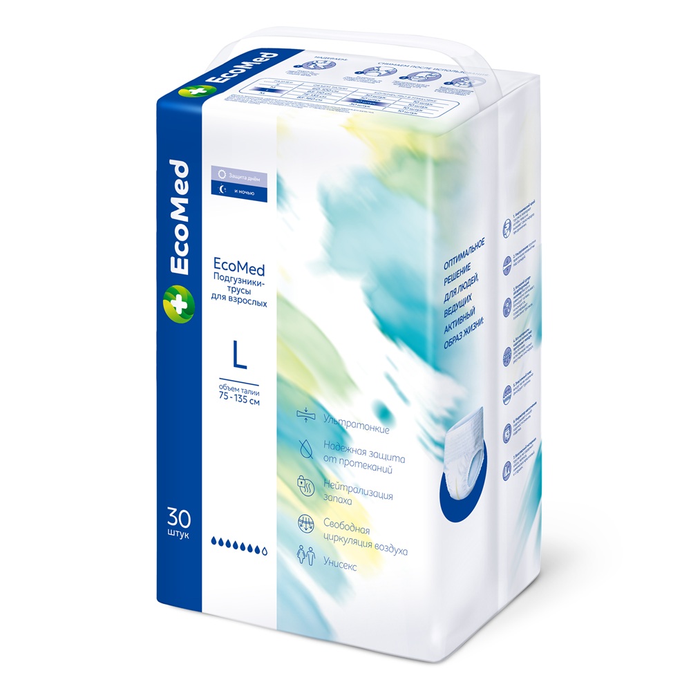 EcoMed Подгузники-Трусы для взрослых L (75-135 см) 30 шт.