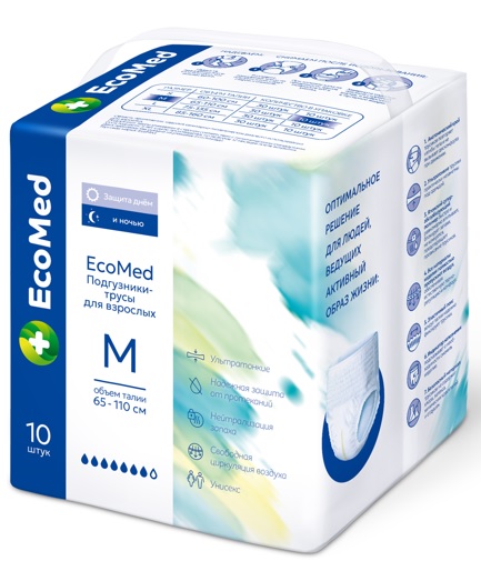 EcoMed Подгузники-Трусы для взрослых M ( 65-110 см) 10 шт.