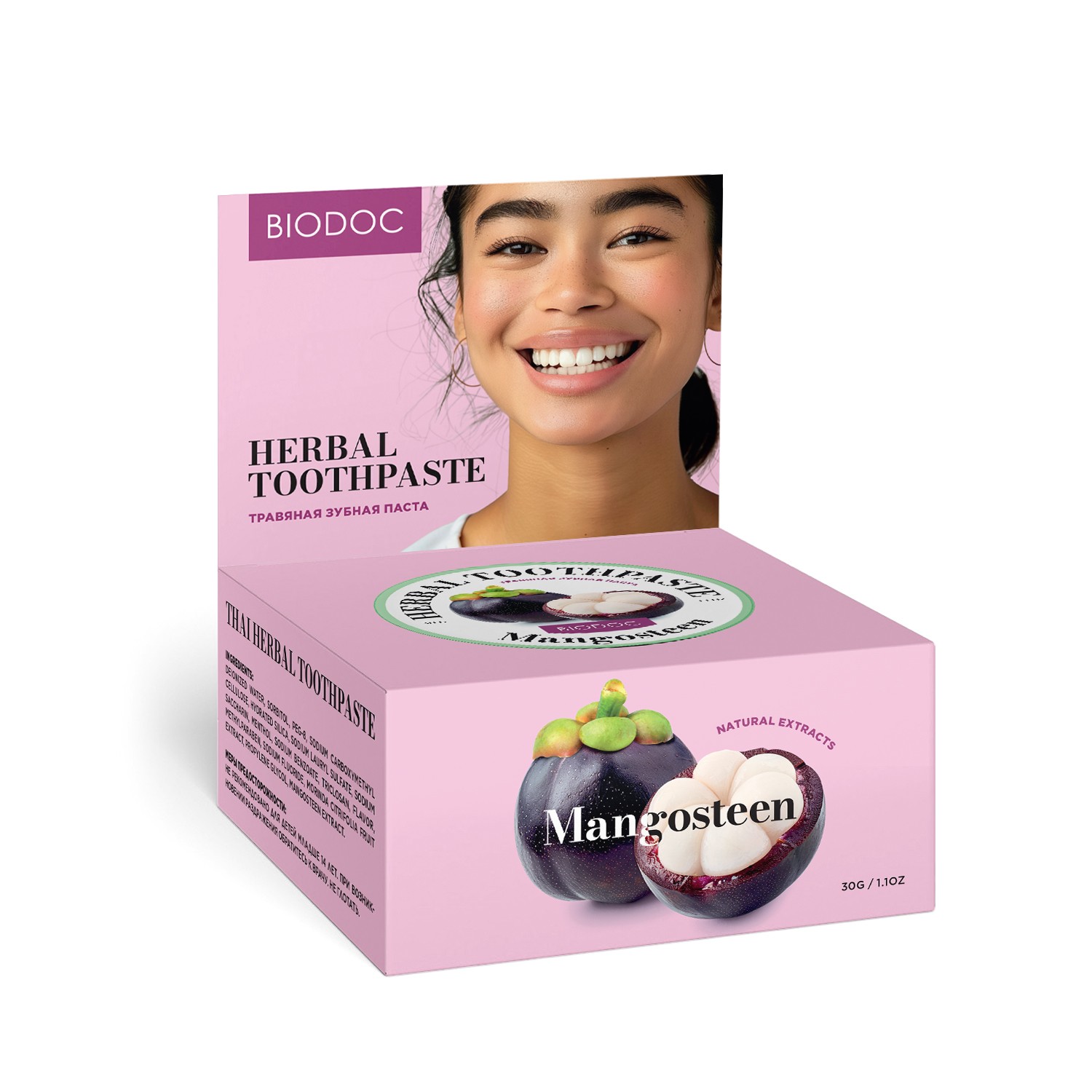 THAI Herbal Toothpaste Mangosteen BIODOC травяная зубная паста Мангостин, 30 г
