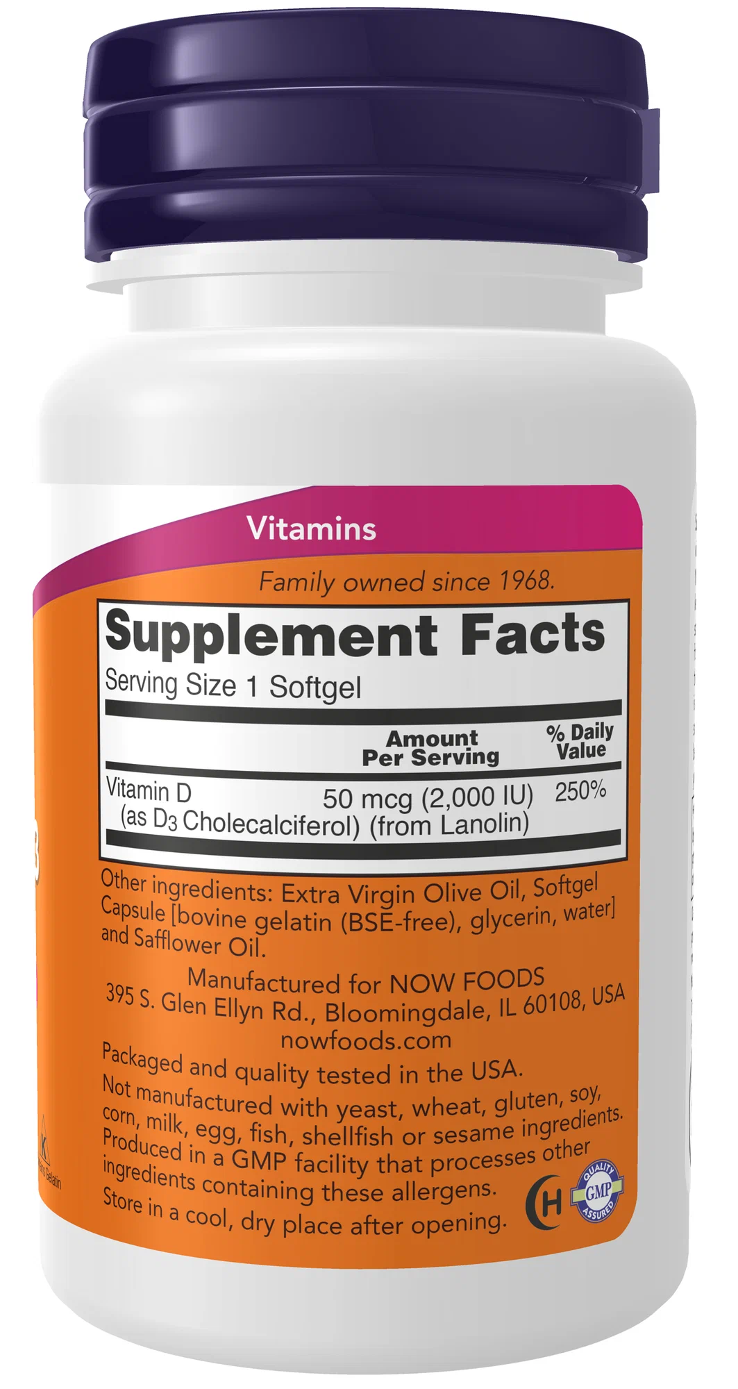 Витамин Д3 2000 ME NOW High Potency Vitamin D3 120 капсул для зубов и костей для мозга