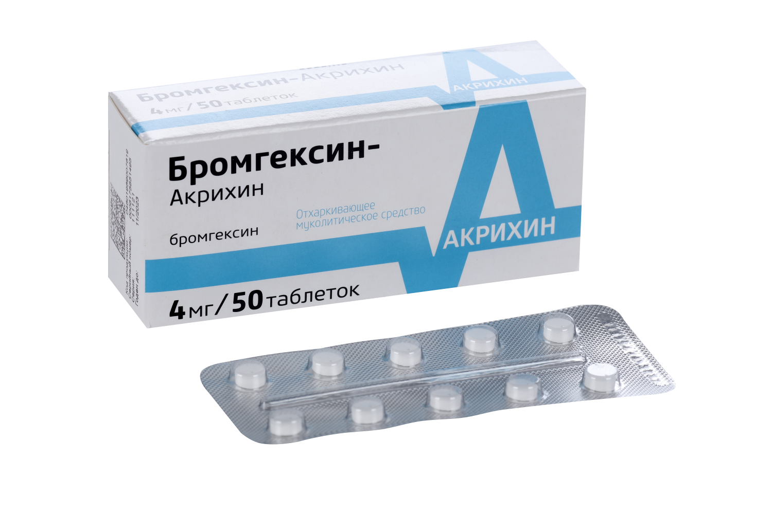 Бромгексин-Акрихин 4 мг, 50 шт, таблетки – купить по цене 119 руб. в  интернет-магазине Аптеки Плюс в Москве