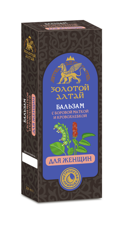 Бальзам Золотой Алтай б/алког Для женщин боровая матка/кровохлебка, 250 мл