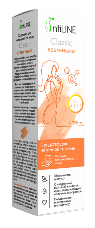 Крем-мыло ИнтиЛайн Классик д/интимн гигиены специальн формула д/ежеднев ухода, 250 мл