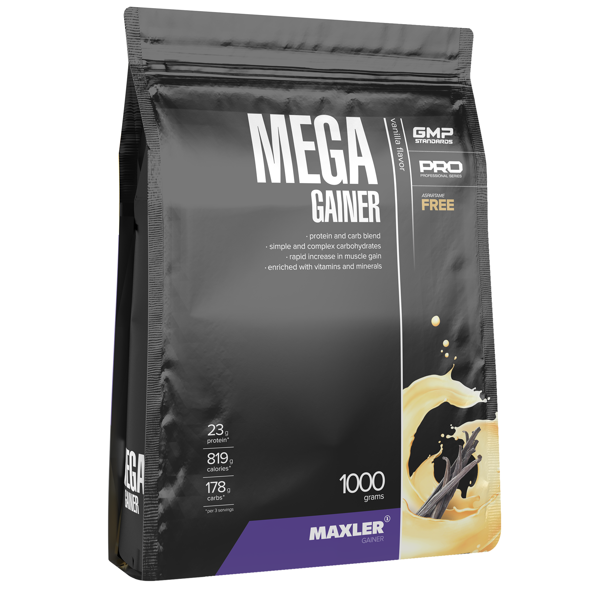Гейнер Maxler Mega Gainer, 1 кг - ваниль