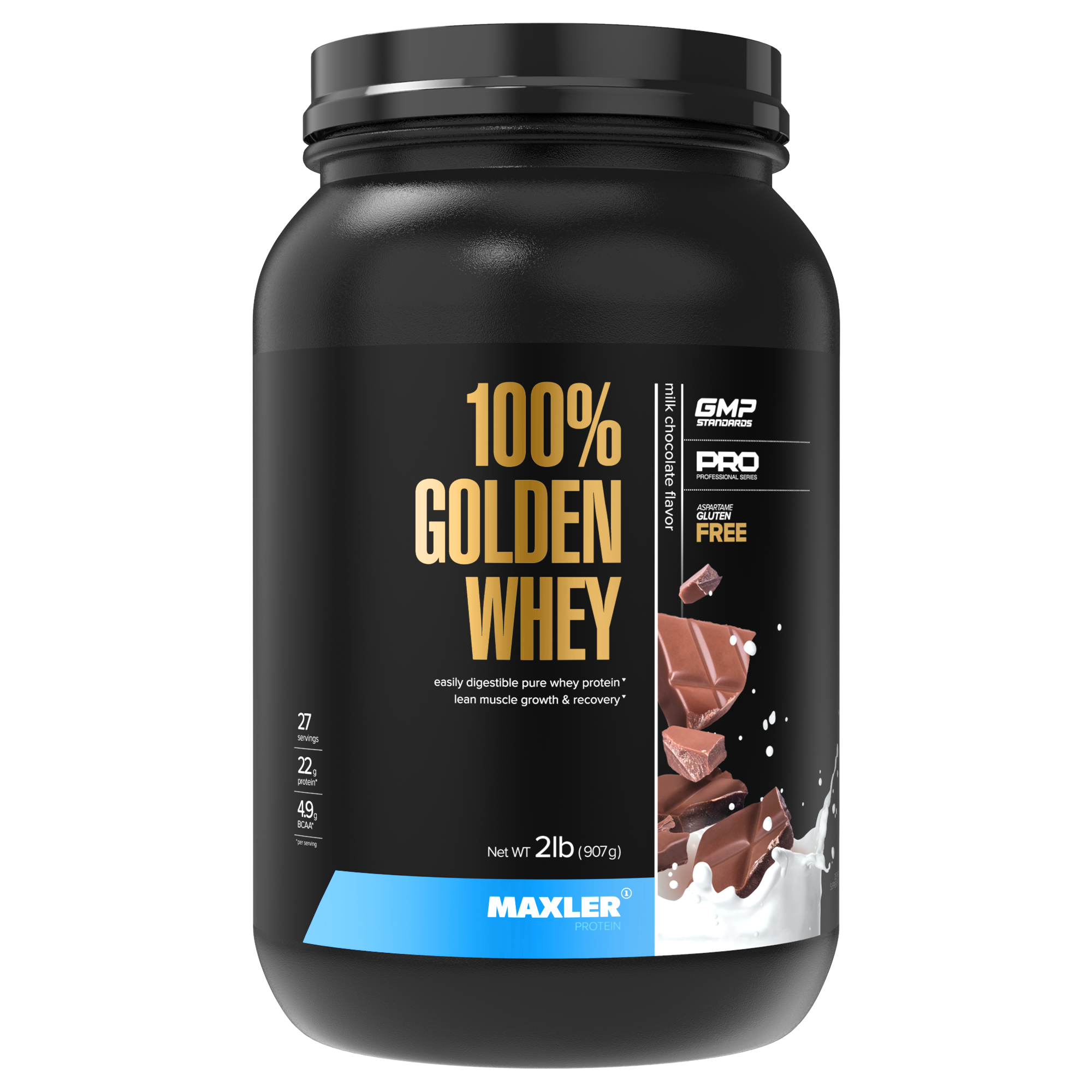 Протеин сывороточный Maxler Golden Whey 2lb (907 гр) - молочный шоколад