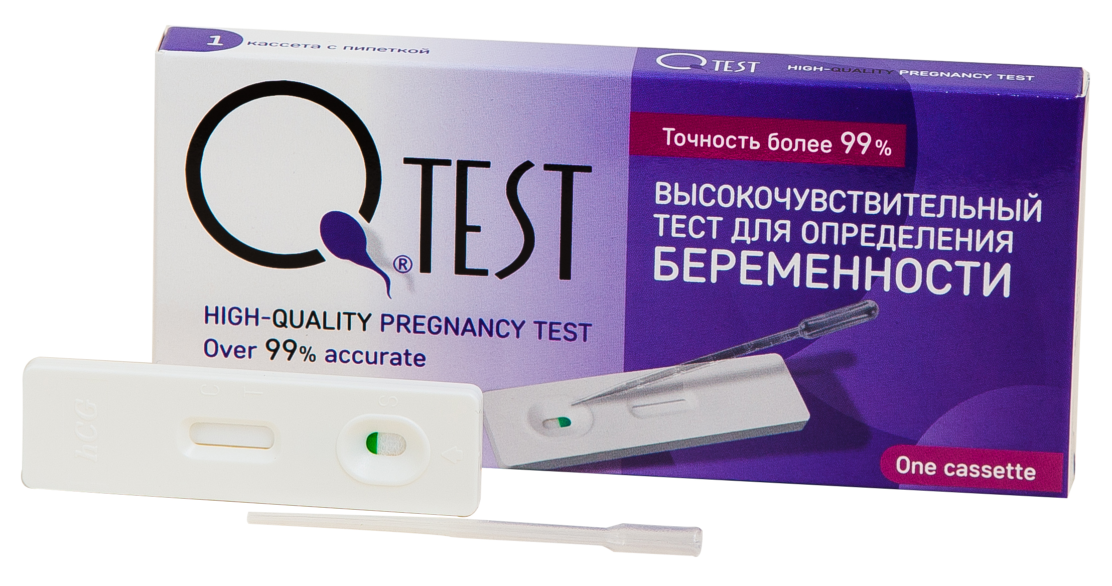 Тест для определения беременности Qtest,кассетный 1 шт.