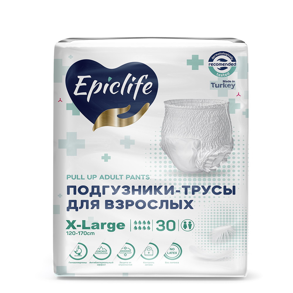 Подгузники-трусы для взрослых Epiclife гигиенические одноразовые, 30 шт, размер XL