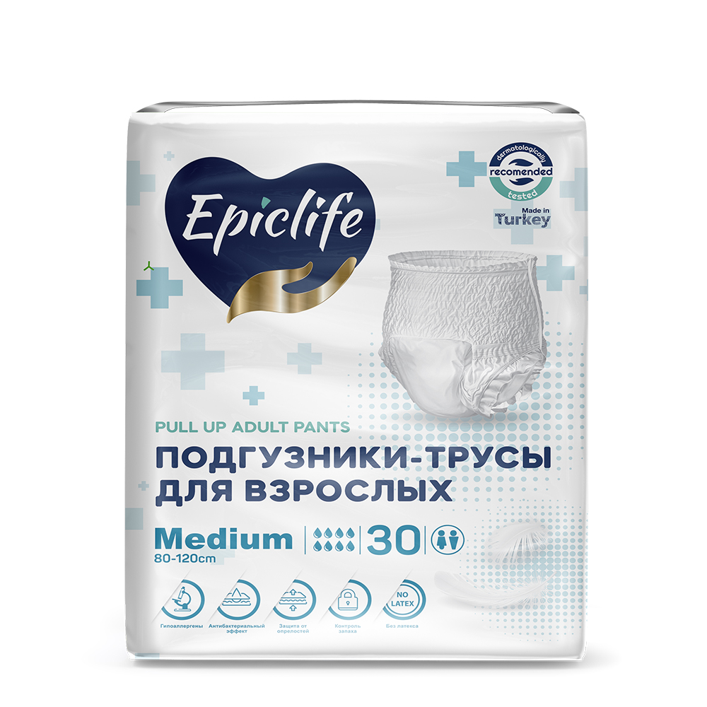 Подгузники-трусы для взрослых Epiclife гигиенические одноразовые, 30 шт, размер M