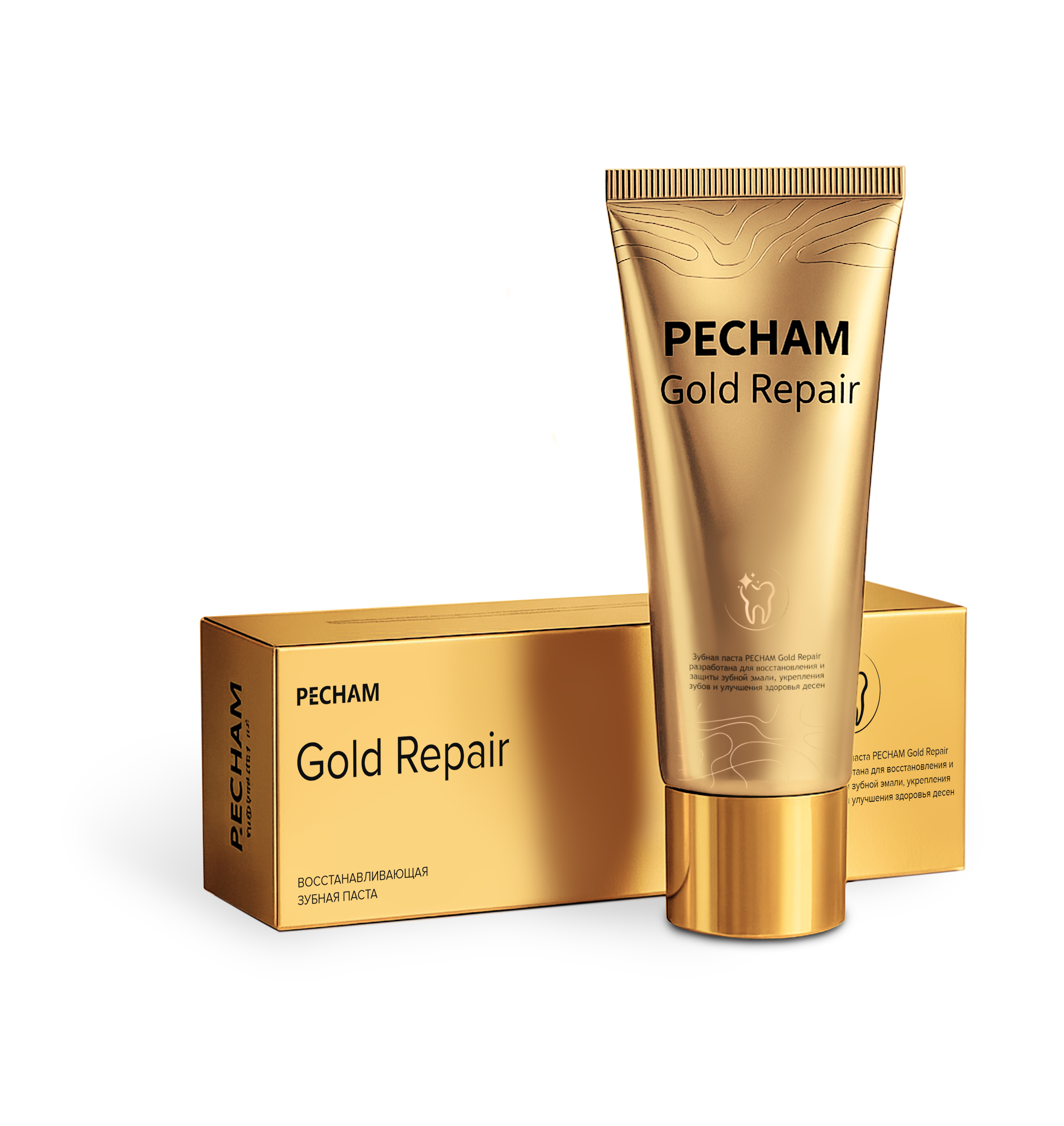 Зубная паста восстанавливающая PECHAM Gold Repair PC-502, 90 гр, от налета и кариеса, отбеливающая