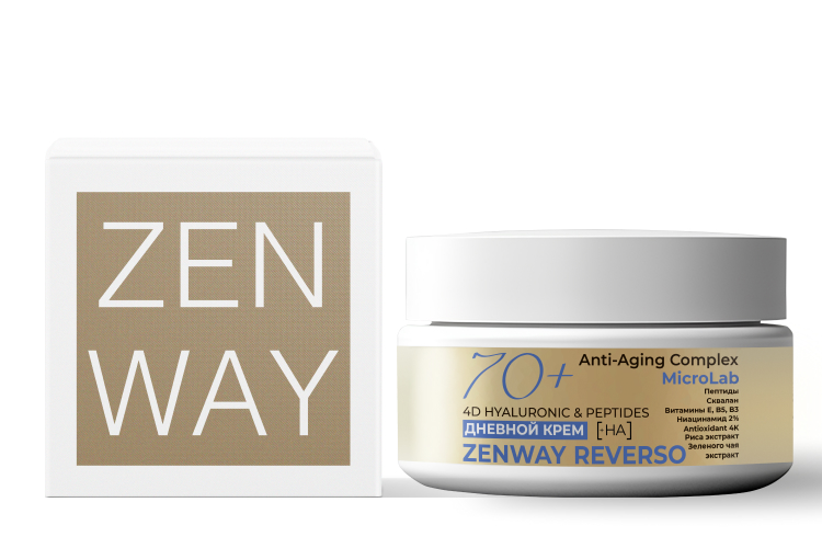 Крем для лица ZENWAY увлажняющий 70+ c пептидами и активными биоэкстрактами дневной, 50 мл.