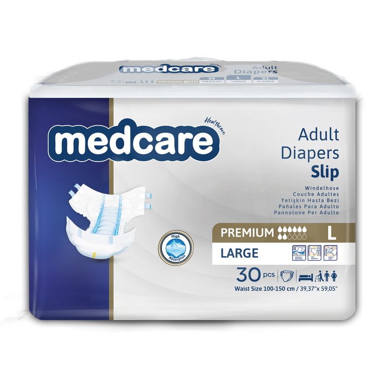Подгузники MEDCARE для взрослых PREMIUM L 100-150см. 30 шт.