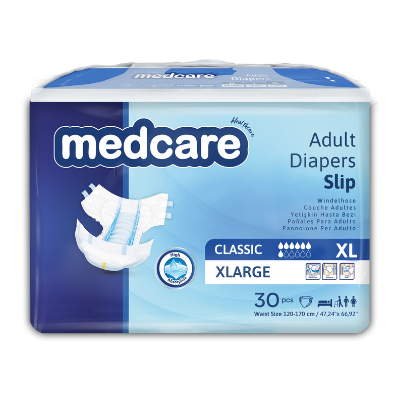 Подгузники MEDCARE для взрослых CLASSIC XL 120-170 см. 30 шт.