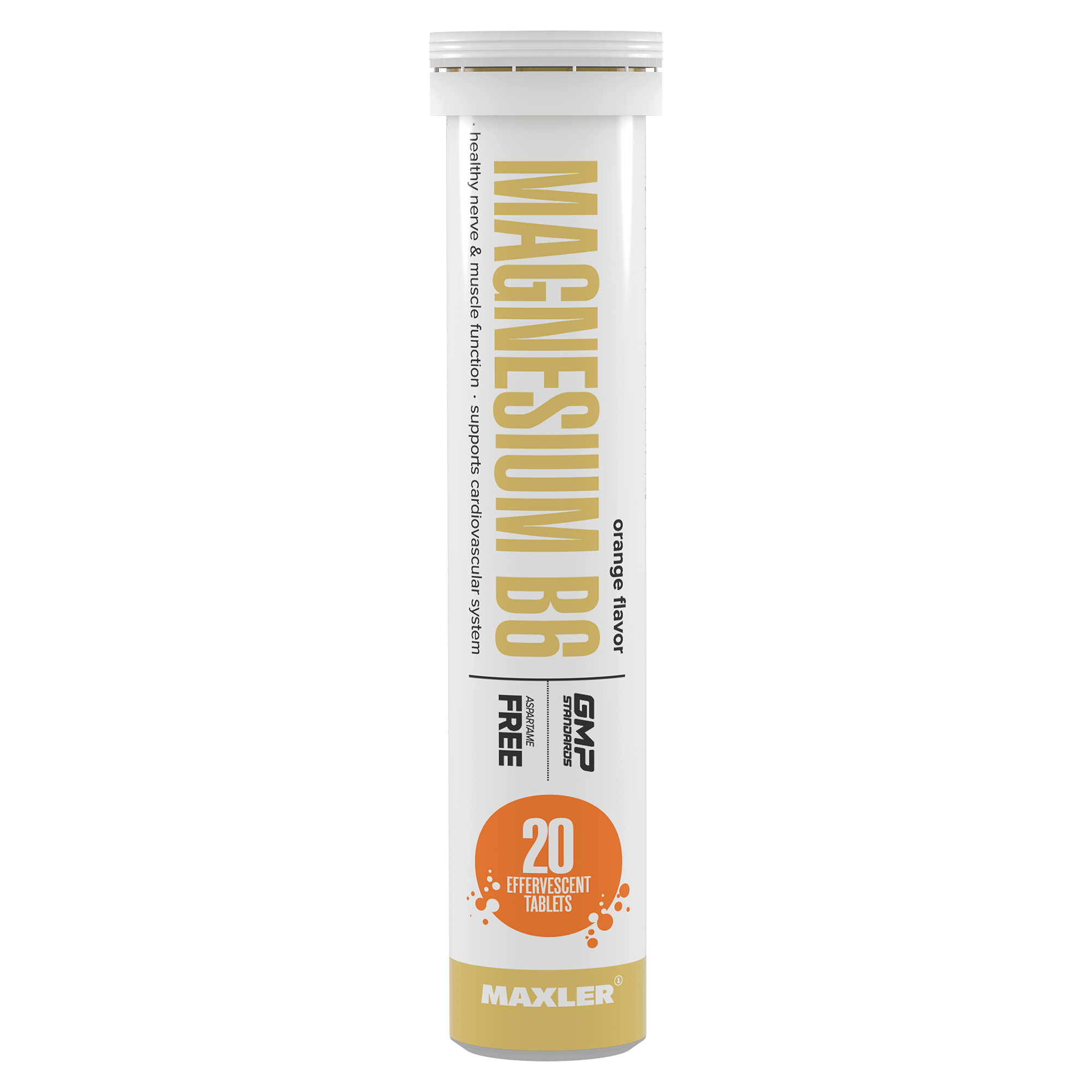Магний B6 в шипучих таблетках Maxler Magnesium B6 Effervescent, 20 штук - Апельсин
