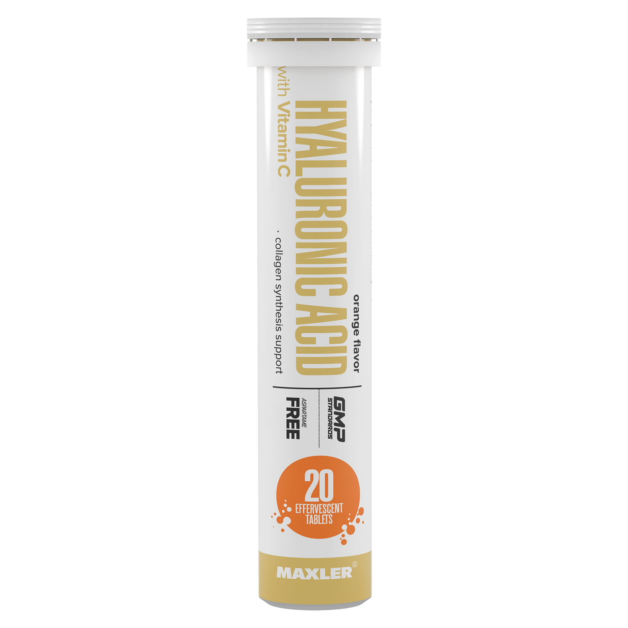 Гиалуроновая кислота + Витамин С Maxler Hyaluronic Acid with Vitamin C, 20 шипучих таблеток - Апельсин