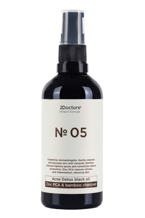 Черное гидрофильное масло 2Doctors с цинком №05 Acne detox black oil, 100 мл