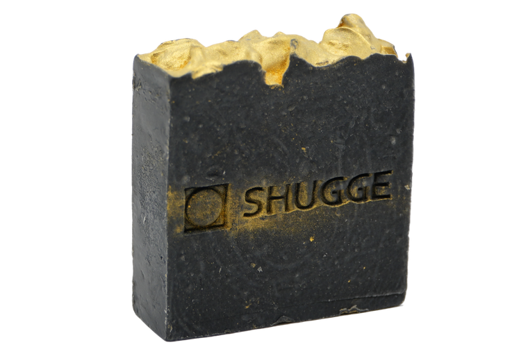 Шунгитовое твердое мыло с золотой миккой, ручная работа SHUGGE, 100гр.