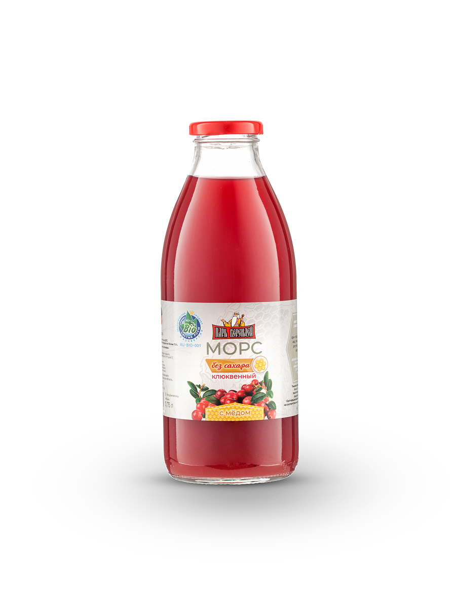 Морс БИО "Царь Берендей" Клюквенный с мёдом, 0,75л.