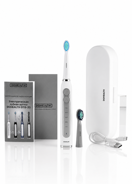 Электрическая зубная щетка DOHEALTH звуковая DTB-35, цвет: белый