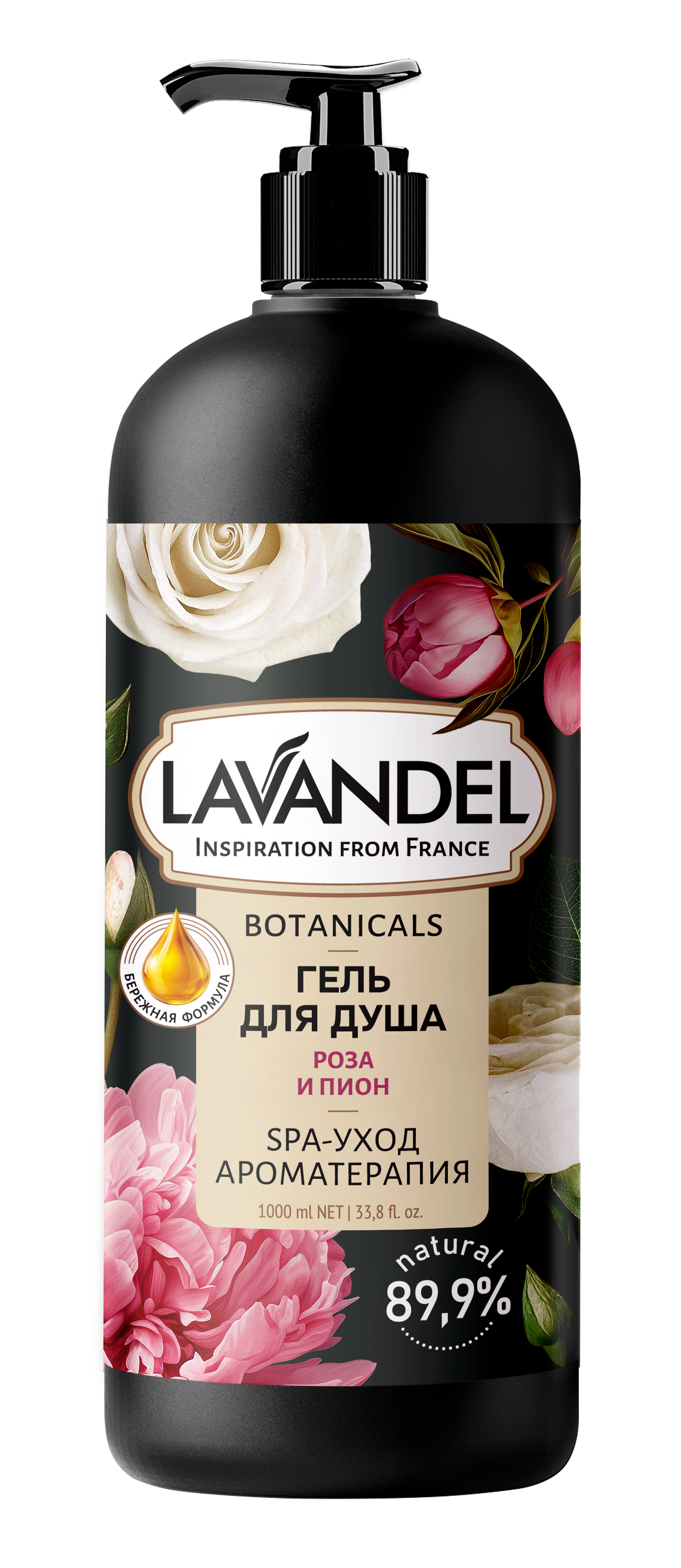 Гель для душа LAVANDEL "РОЗА И ПИОН",1 л