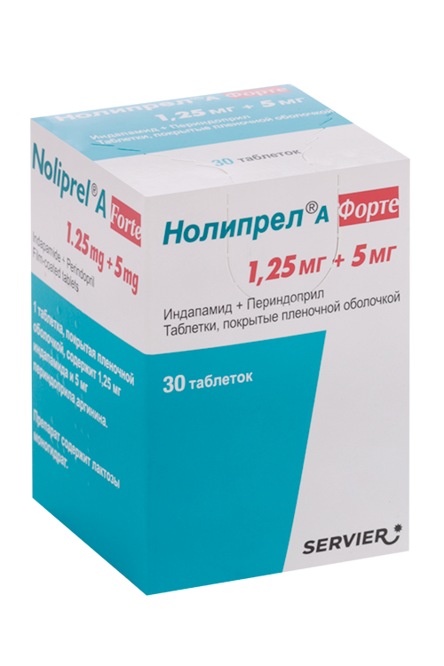 Нолипрел А форте 1.25 мг+5 мг, 30 шт, таблетки покрытые пленочной ...