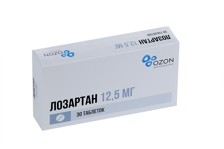 Лозартан 12.5 мг, 30 шт, таблетки покрытые пленочной оболочкой – купить ...