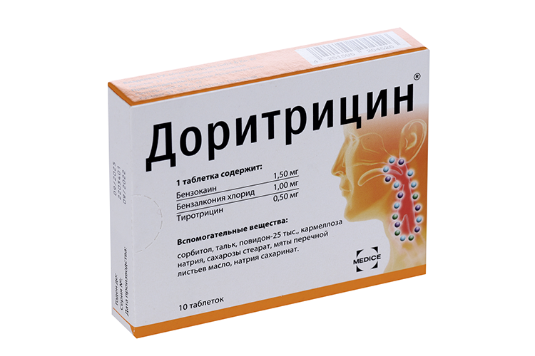 Доритрицин, 10 шт, таблетки для рассасывания – купить по цене 541 руб ...