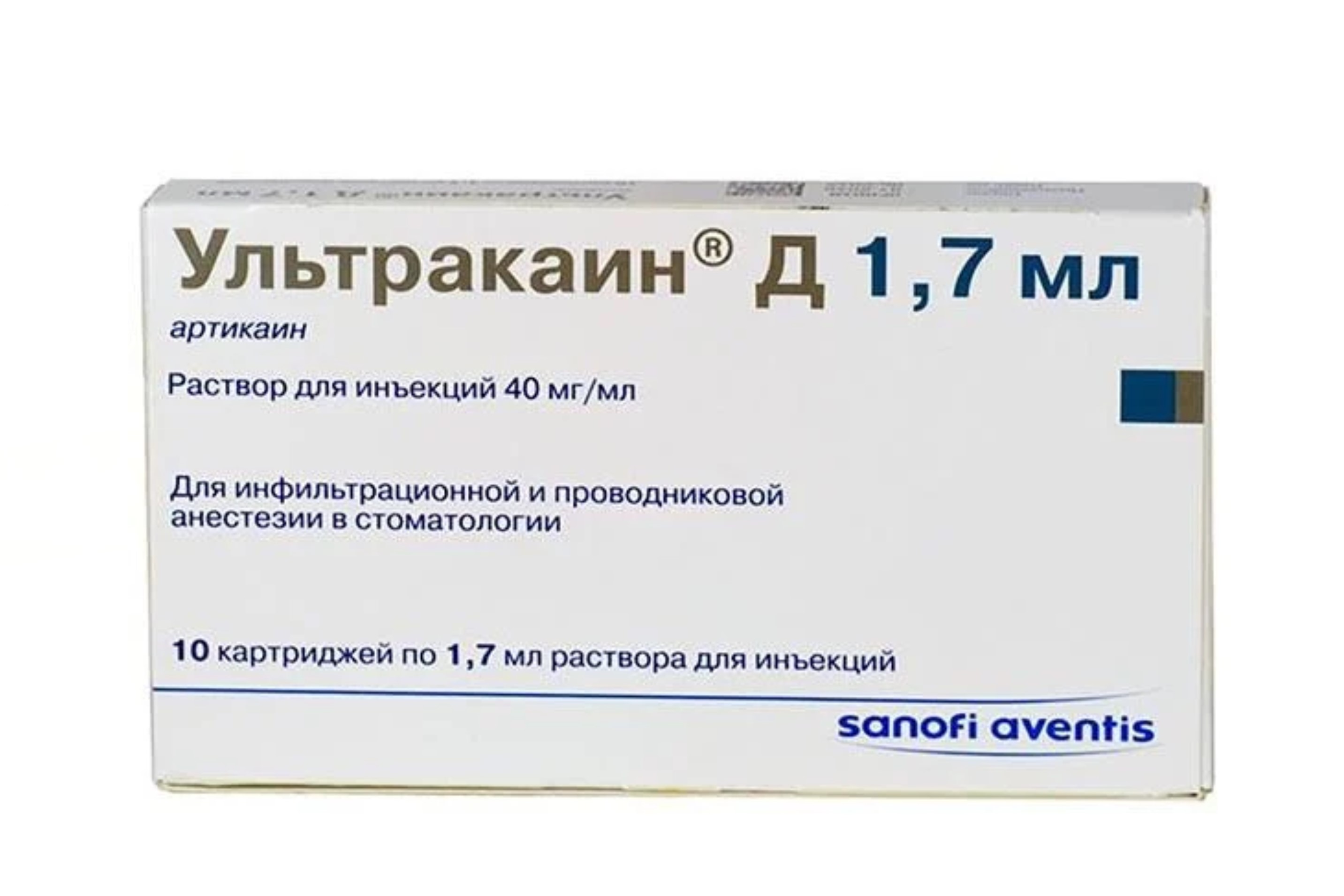 Ультракаин Д 40 мг/мл, 1,7 мл, 10 шт, раствор для инъекций – купить по цене  2408 руб. в интернет-магазине Аптеки Плюс в Кропоткине