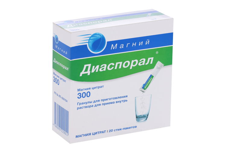 Магний Диаспорал 300 295.7 мг, 5 г, 20 шт, гранулы для приготовления ...