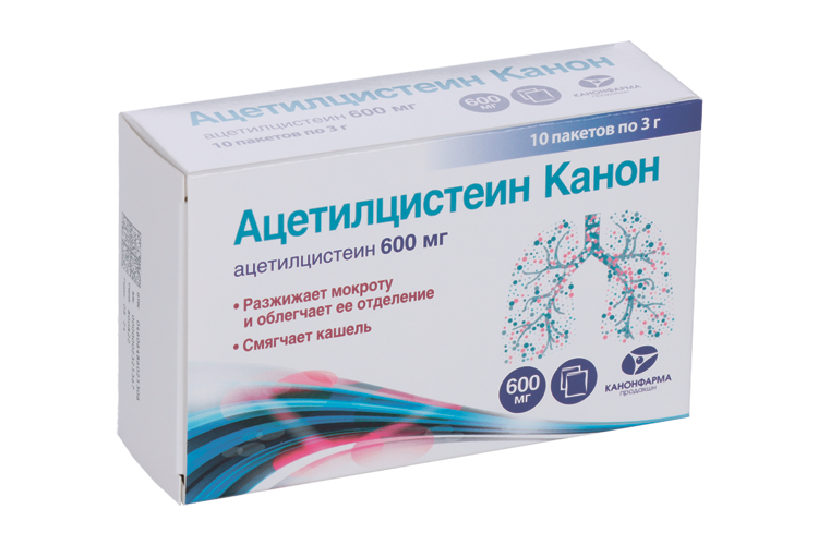 Ацетилцистеин Канон 600 мг, 3 г, 10 шт, гранулы для приготовления ...