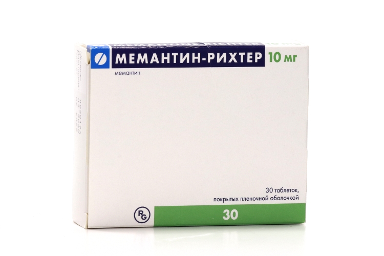 Мемантин-Рихтер 10 мг, 30 шт, таблетки покрытые пленочной оболочкой ...
