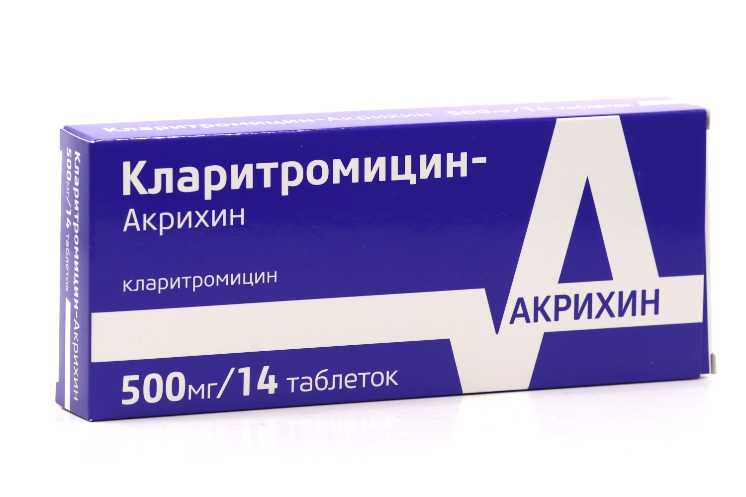 Кларитромицин-Акрихин 500 мг, 14 шт, таблетки покрытые пленочной оболочкой  – купить по цене 378 руб. в интернет-магазине Аптеки Плюс в Москве