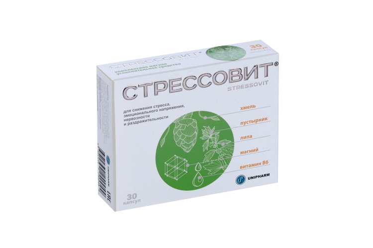 Стрессовит, 654 мг, 30 шт, капсулы – купить по цене 555 руб. в интернет ...