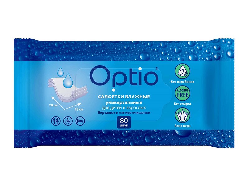 Салфетки Оптио влажн универс д/детей и взрослых, 80 шт – купить по цене ...