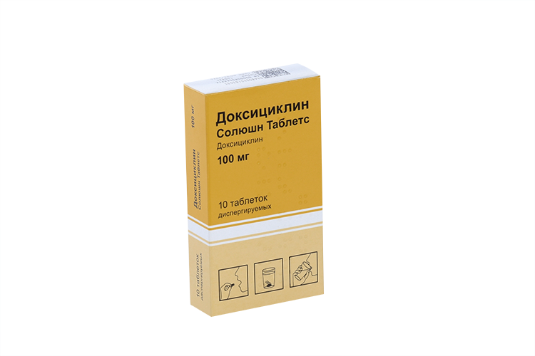 Доксициклин Солюшн Таблетс 100 мг, 10 шт, таблетки диспергируемые ...