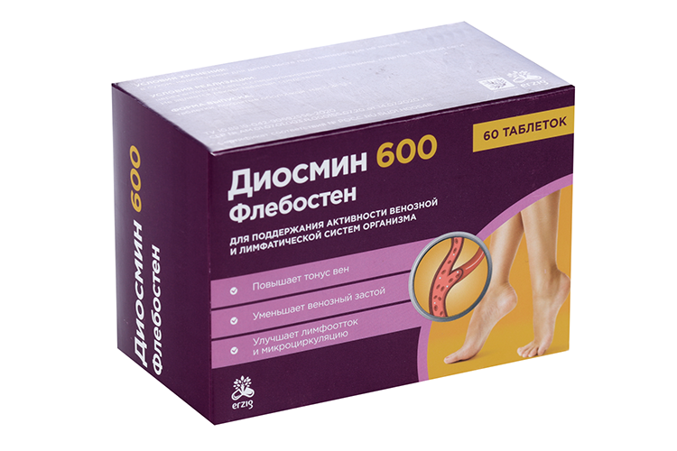 Диосмин 600 Флебостен, 60 шт, таблетки покрытые оболочкой – купить по ...